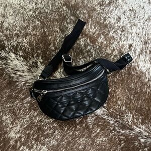 Black leather belt bag